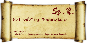 Szilvásy Modesztusz névjegykártya